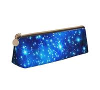 kkvhhyuo Trousse à crayons fine en cuir avec motif grenouille mignonne et triangulaire pour les étudiants, le travail, le bureau, l'université, l'école, etc., Étoiles bleues brillantes., One Size