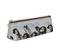 kkvhhyuo Trousse à crayons fine en cuir avec motif imprimé bières et écrevisses triangulaires pour les étudiants, le travail, le bureau, l'université, le milieu et l'école., Jeunes pingouins avec