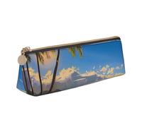 kkvhhyuo Trousse à crayons fine en cuir imprimé canards colverts - Motif triangulaire - Pour étudiants, travail, bureau, université, milieu et école., Hawaii Beach, One Size, Organiseur de sac