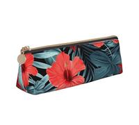 kkvhhyuo Trousse à crayons fine en cuir imprimé mouton triangulaire pour étudiants, travail, bureau, collège, école., Rouge hibiscus, One Size, Organiseur de sac