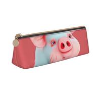 kkvhhyuo Trousse à crayons fine en cuir imprimé mouton triangulaire pour étudiants, travail, bureau, collège, école., Adorable cochon rouge, One Size, Organiseur de sac