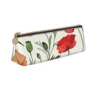 kkvhhyuo Trousse à crayons fine en cuir imprimé mouton triangulaire pour étudiants, travail, bureau, collège, école., Motif coquelicot, One Size, Organiseur de sac