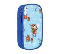 kkvhhyuo Trousse à crayons « Merry Christmas » - Double couche, bleu | Boîte à crayons de grande capacité en tissu Oxford pour l'école, le bureau, les voyages, les enfants, noir