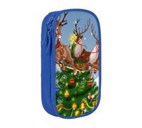 kkvhhyuo Trousse à crayons Merry Christmas double couche, bleu | Boîte à crayons de grande capacité en tissu Oxford pour l'école, le bureau, les voyages, les enfants, noir