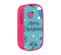 kkvhhyuo Trousse à crayons Merry Christmas double couche, rose | Boîte à crayons de grande capacité en tissu Oxford pour l'école, le bureau, les voyages, les enfants, noir