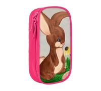 kkvhhyuo Trousse à crayons motif lapin, double couche, rose, Taille unique | Boîte à crayons de grande capacité en tissu Oxford pour l'école, le bureau, les voyages, les enfants, noir