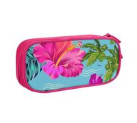 kkvhhyuo Trousse à crayons noire avec imprimé Hello Hawaï - Grande capacité - Double couche - Trousse à crayons avec fermeture éclair pour étudiants, bureau, voyage, rose, One Size, Organiseur de sac