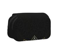 kkvhhyuo Trousse à crayons pour enfants - Jolie trousse à stylos - Pour l'école et le bureau - Avec inscription « Merry Christmas », Cercle floral style mandala antique tourbillons, One Size