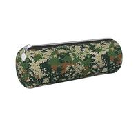 kkvhhyuo Trousse à crayons ronde en cuir avec fermeture éclair dorée - Multifonction - Motif camouflage numérique - Pour adolescentes, filles et garçons, Argenté., One Size, Organiseur de sac