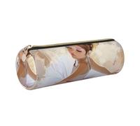kkvhhyuo Trousse à crayons ronde en cuir avec fermeture éclair dorée - Multifonctionnelle - Motif ballerine dansante - Pour adolescents et garçons, doré, One Size, Organiseur de sac