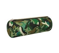 kkvhhyuo Trousse à crayons ronde en cuir avec imprimé camouflage abstrait avec fermeture éclair dorée multifonction pour adolescentes, filles et garçons, doré, One Size, Organiseur de sac