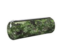 kkvhhyuo Trousse à crayons ronde en cuir avec imprimé camouflage numérique vert militaire avec fermeture éclair dorée multifonction pour adolescentes, filles et garçons, Argenté., One Size, Organiseur