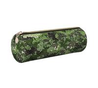 kkvhhyuo Trousse à crayons ronde en cuir avec imprimé camouflage numérique vert militaire avec fermeture éclair dorée multifonction pour adolescentes, filles et garçons, doré, One Size, Organiseur de