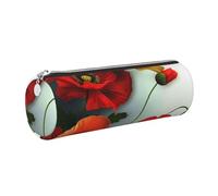 kkvhhyuo Trousse à crayons ronde en cuir avec imprimé fleurs et pétales vifs avec fermeture éclair dorée multifonction pour adolescentes, filles et garçons, Argenté., One Size, Organiseur de sac