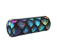 kkvhhyuo Trousse à crayons ronde en cuir avec motif écailles de dragon magique 3D avec fermeture éclair dorée multifonction pour adolescentes, filles et garçons, Argenté., One Size, Organiseur de sac