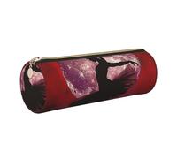 kkvhhyuo Trousse à crayons ronde en cuir imprimé ballerine avec fermeture éclair dorée multifonction pour adolescentes, filles et garçons, doré, One Size, Organiseur de sac