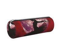 kkvhhyuo Trousse à crayons ronde en cuir imprimé ballerine avec fermeture éclair dorée multifonction pour adolescentes, filles et garçons, Argenté., One Size, Organiseur de sac