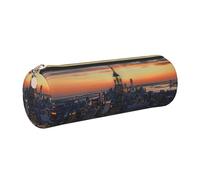 kkvhhyuo Trousse à crayons ronde en cuir imprimé New York City avec fermeture éclair dorée multifonction pour adolescents, filles et garçons, doré, One Size, Organiseur de sac
