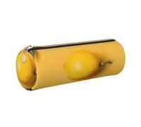 kkvhhyuo Trousse à crayons ronde portable en cuir avec fermeture éclair dorée - Multifonction - Jaune citron - Pour adolescents et garçons, doré, One Size, Organiseur de sac