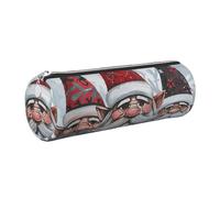 kkvhhyuo Trousse à crayons ronde portable en cuir avec fermeture éclair dorée - Multifonction - Pour adolescents et garçons, Argenté., One Size, Organiseur de sac