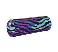 kkvhhyuo Trousse à crayons ronde portable en cuir avec fermeture éclair dorée - Multifonctionnelle - Motif camouflage zèbre - Pour adolescentes, filles et garçons, doré, One Size, Organiseur de sac