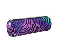 kkvhhyuo Trousse à crayons ronde portable en cuir avec fermeture éclair dorée - Multifonctionnelle - Motif camouflage zèbre - Pour adolescentes, filles et garçons, Argenté., One Size, Organiseur de