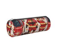 kkvhhyuo Trousse à crayons ronde portable en cuir avec fermeture éclair dorée pour petits garçons et filles en pompiers, trousse à crayons multifonction pour adolescentes, filles et garçons, Argenté