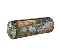 kkvhhyuo Trousse à crayons ronde portable en cuir imprimé cerf camouflage avec fermeture éclair dorée multifonction pour adolescentes, filles et garçons, Argenté., One Size, Organiseur de sac