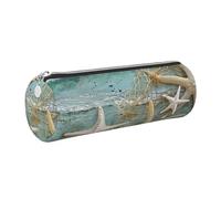 kkvhhyuo Trousse à crayons ronde portable en cuir imprimé plage coquillage avec fermeture éclair dorée multifonction pour adolescents filles et garçons, Argenté., One Size, Organiseur de sac