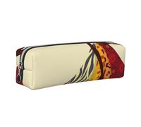 kkvhhyuo Trousse à crayons traditionnelle africaine en cuir avec fermeture éclair dorée pour étudiants, artistes, enseignants, bureau, Argenté., One Size, Organiseur de sac