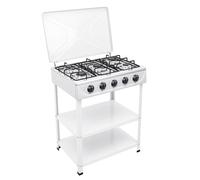 KKVUIIF - Plaque de cuisson à gaz - 5 feux - 2,5 kW - Avec support antidérapant et couvercle - Réchaud à gaz de camping - 61,5 x 42,5 x 82 cm - Blanc