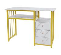 KKVUIIFF Bureau à ongles, table de manucure avec 3 tiroirs, table de manucure, bureau de manucure, texture marbrée, pour Nail Tech et salon de beauté, 100 x 40 x 76 cm