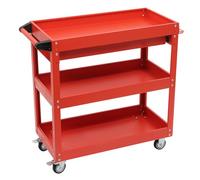 KKVUIIFF - Servante d'atelier à roulettes à 3 étages - Chariot de service en métal pour garage et atelier - Charge maximale : 150 kg (rouge)