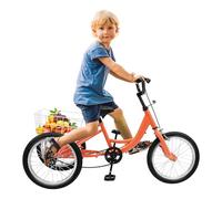 KKVUIIFF Tricycle de 16 pouces pour enfants, 3 roues avec panier, selle réglable en hauteur 68 à 78 cm, tricycle pour enfants à partir de 7 à 10 ans