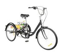 KKVUIIFF Tricycle de 24 pouces pour personnes âgées, vélo à 3 roues à 8 vitesses, vélo à 3 roues avec grand panier, vélo de ville, pour une hauteur de 5,25 à 5,91 pieds
