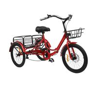 KKVUIIFF - Tricycle pliable de 20 pouces pour adultes, 7 vitesses avec panier, pour le shopping, les excursions et l'entraînement (rouge)