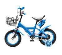 KKVUIIFF - Vélo de 12" pour enfant, vélo pour enfant avec roues stabilisatrices et panier avant, vélo pour fille et garçon de 2 à 4 ans (Bleu)