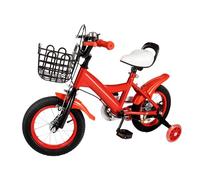 KKVUIIFF - Vélo pour enfant de 12" avec roues stabilisatrices et panier avant, vélo pour filles et garçons de 2 à 4 ans (rouge)