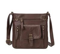 KL928 Sac à Bandoulière Pour Femme, Petit Sac à Main, Souple PU Cuir Sac à Main Madame Fille Avec Réglables Bandoulière, Café