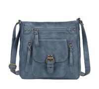 KL928 Sac à Bandoulière Pour Femme, Petit Sac à Main, Souple PU Cuir Sac à Main Madame Fille Avec Réglables Bandoulière, Bleu Gris