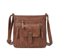 KL928 Sac à Bandoulière Pour Femme, Petit Sac à Main, Souple PU Cuir Sac à Main Madame Fille Avec Réglables Bandoulière, Brun Clair