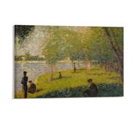 KLAGCBDF Peinture à l'huile Georges Seurat Study for A Sunday Jatte Stippling - Impression sur toile - Affiches d'œuvres d'art pour chambre - 50 x 75 cm
