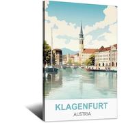 Klagenfurt Poster vintage sur toile de voyage Autriche 40 x 60 cm Décoration murale moderne pour chambre à coucher