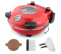 KLAIF Four à pizza électrique de comptoir avec pierre en céramique de 31 cm, deux commandes de température réglables et 4 outils à pizza inclus, LMR-Rouge
