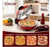 KLAIF Four à pizza électrique de comptoir avec pierre en céramique de 31 cm, deux commandes de température réglables, Rouge