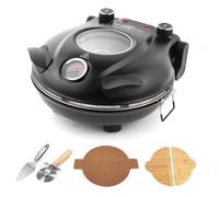 KLAIF Four à pizza électrique d'intérieur LM-noir, kit d'outils | Avec kit d'outils à pizza, pierre en céramique de 30,5 cm, deux régulateurs de température réglables