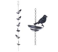 Klaisy Chaîne de pluie décorative en fer avec détails en forme de colibri fabriquée à la main pour un drainage efficace des gouttières et des décorations de cour vintage en forme d'oiseau