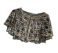 Klaisy Châle perlé pour fête de mariage pour costume de bal masqué châle étincelant et châle de soirée brodé, noir/doré, Taille unique