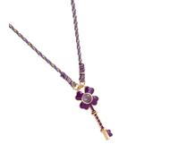 Klaisy Collier avec pendentif en forme de goutte à quatre feuilles avec détails éclatants et cordon réglable pour femme - Collier plastron délicat en forme de cœur et de trèfles, taille unique, Comme