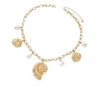 Klaisy Collier avec pendentif en perles de coquillage, bijoux de plage, chaîne empilable tendance pour femmes, vacances, superposition, collier de fête à la plage, taille unique, Comme décrit, Comme